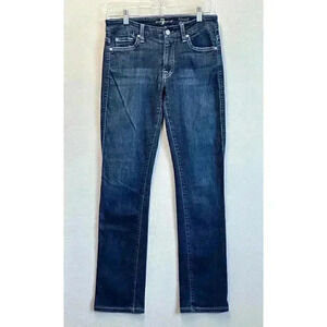7 For All Mankind Jean Womens Sz 28 Dark Blue Kimmie Straight Leg Low Rise Denim